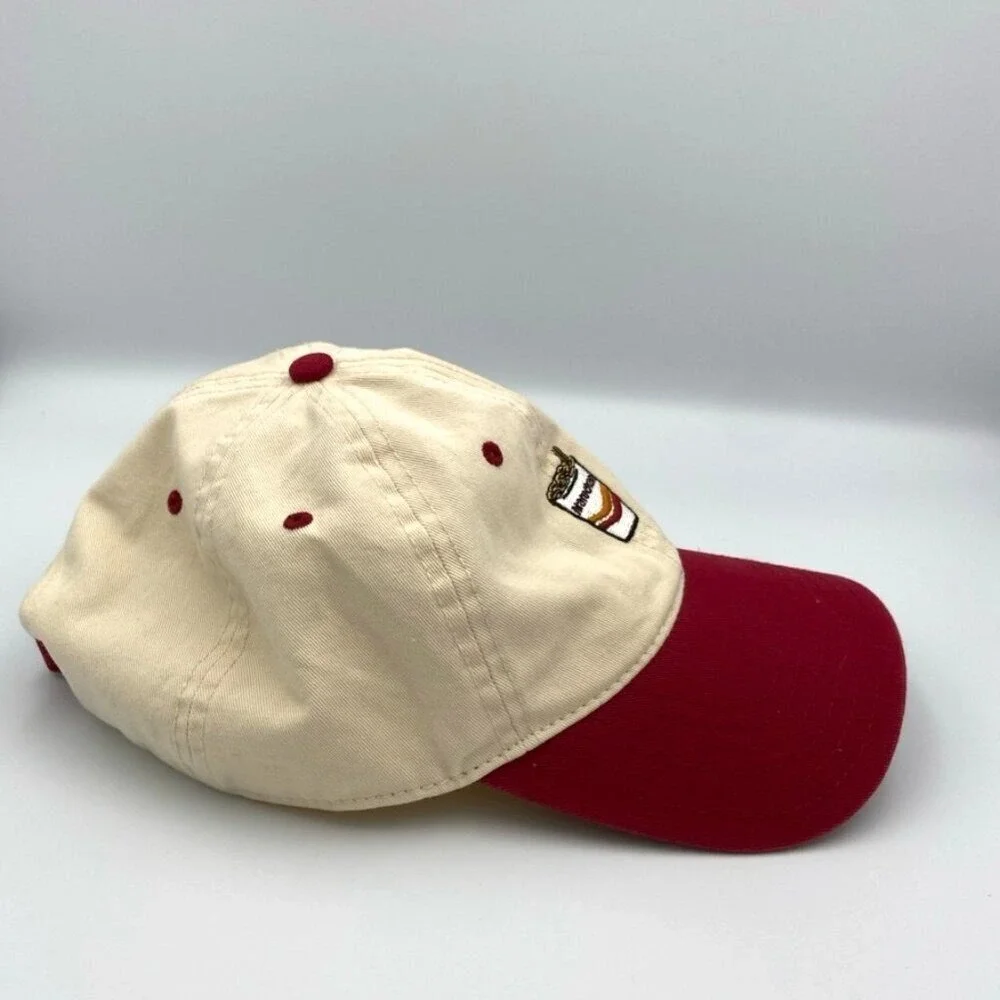 Maruchan Hat Cap Men's Red Ivory Adjustable Strap Embroidered Mad Engine